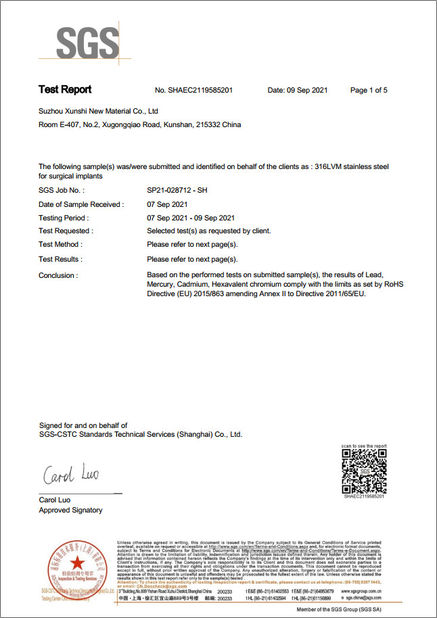 China Suzhou Xunshi New Material Co., Ltd certificaten